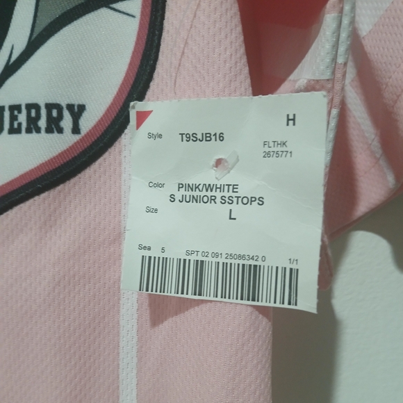 TOM & JERRY Pink Baseball Jersey Juniors Size: L (NEW) - Picture 4 of 7